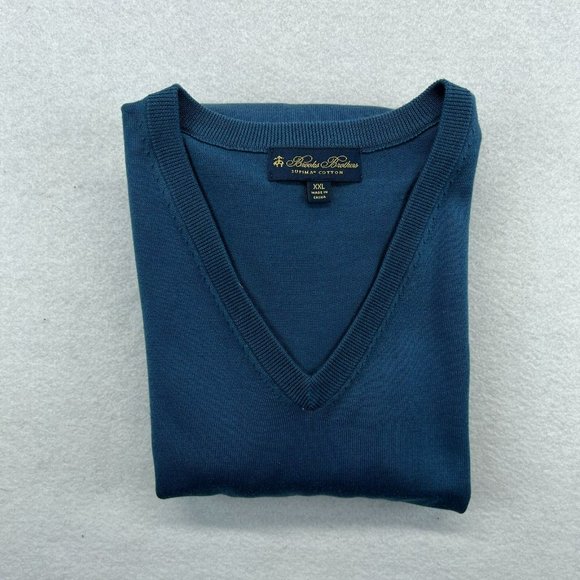 Brooks Brothers Sweater 2XL XXL Men's V Neck Lightweight Casual Pima Cotton - Picture 11 of 11